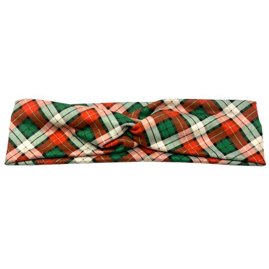 Red and Green Plaid Twist Knot Headband