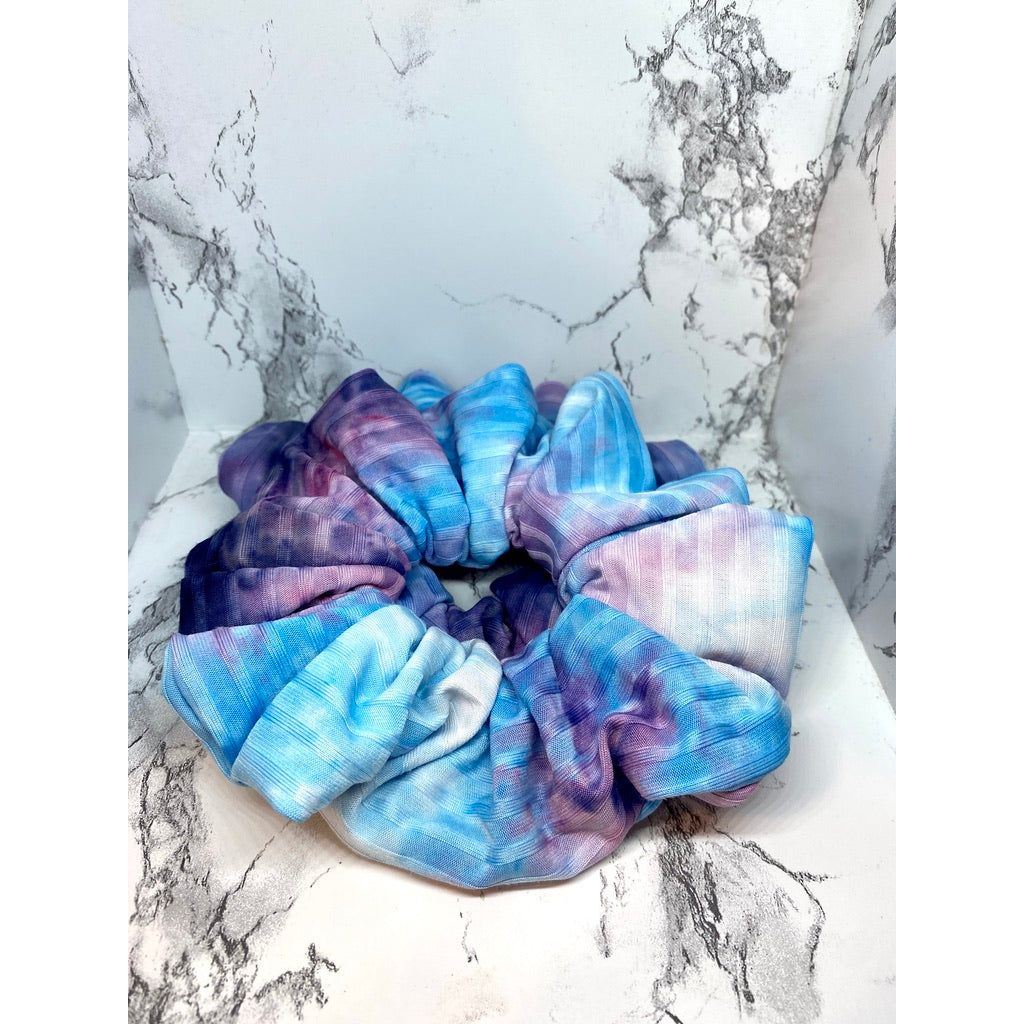 Blue & Purple Tie Dye Ribbed Scrunch