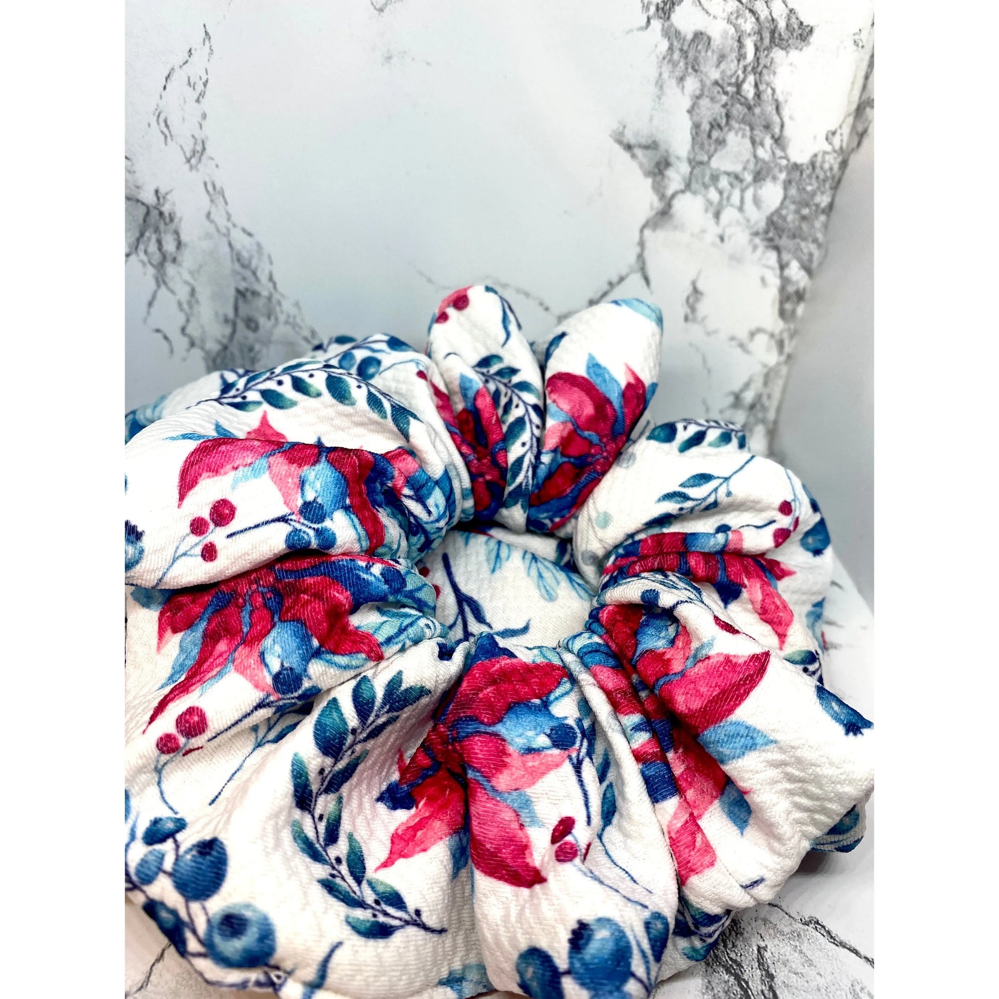 Floral Poinsettia Christmas Bullet Scrunchie Enchanted Scrunch