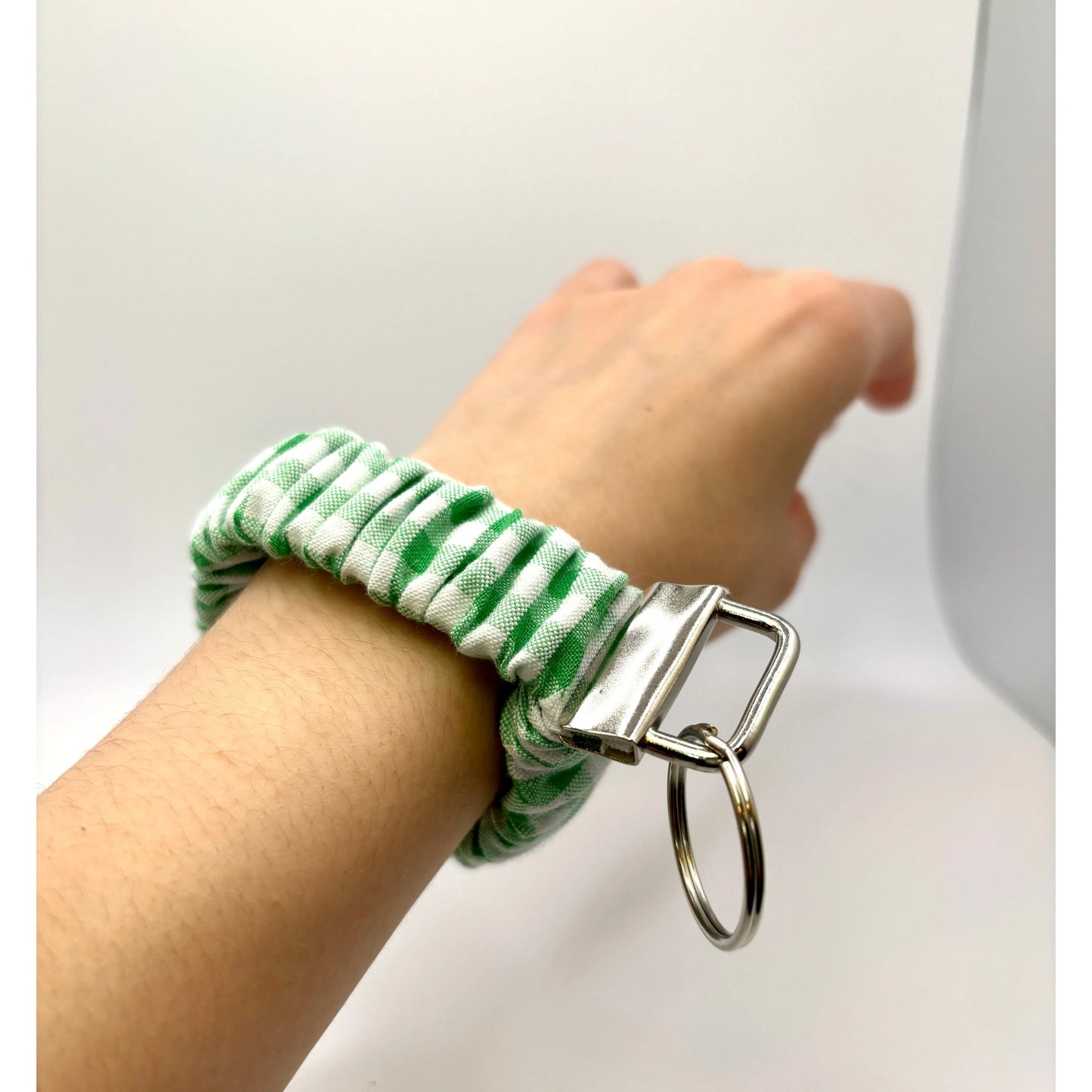 Green Gingham Scrunchie Wristlet