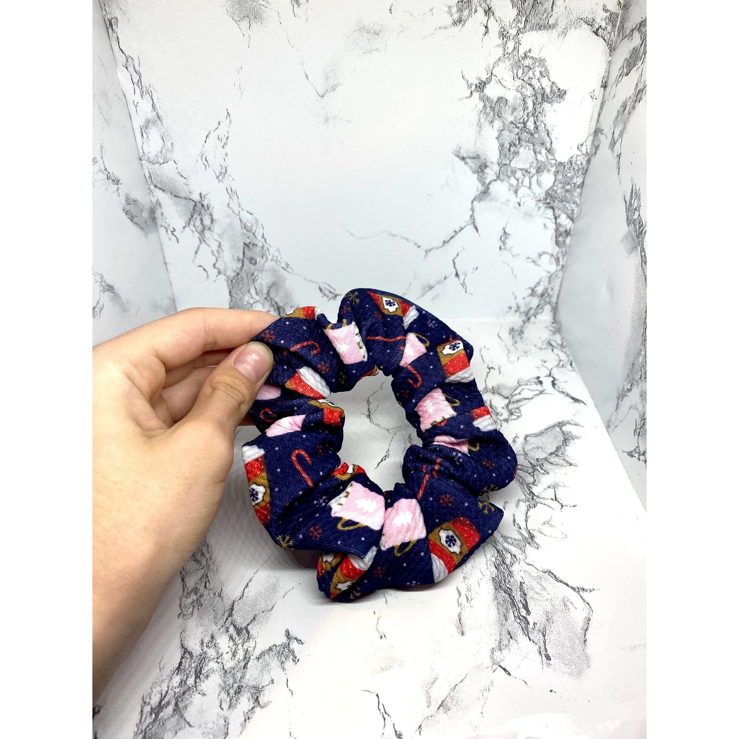 Mini Blue Hot Chocolate Christmas Bullet Scrunchie Enchanted Scrunch