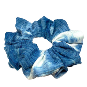 Dark Blue Tie Dye Ribbed Scrunchie
