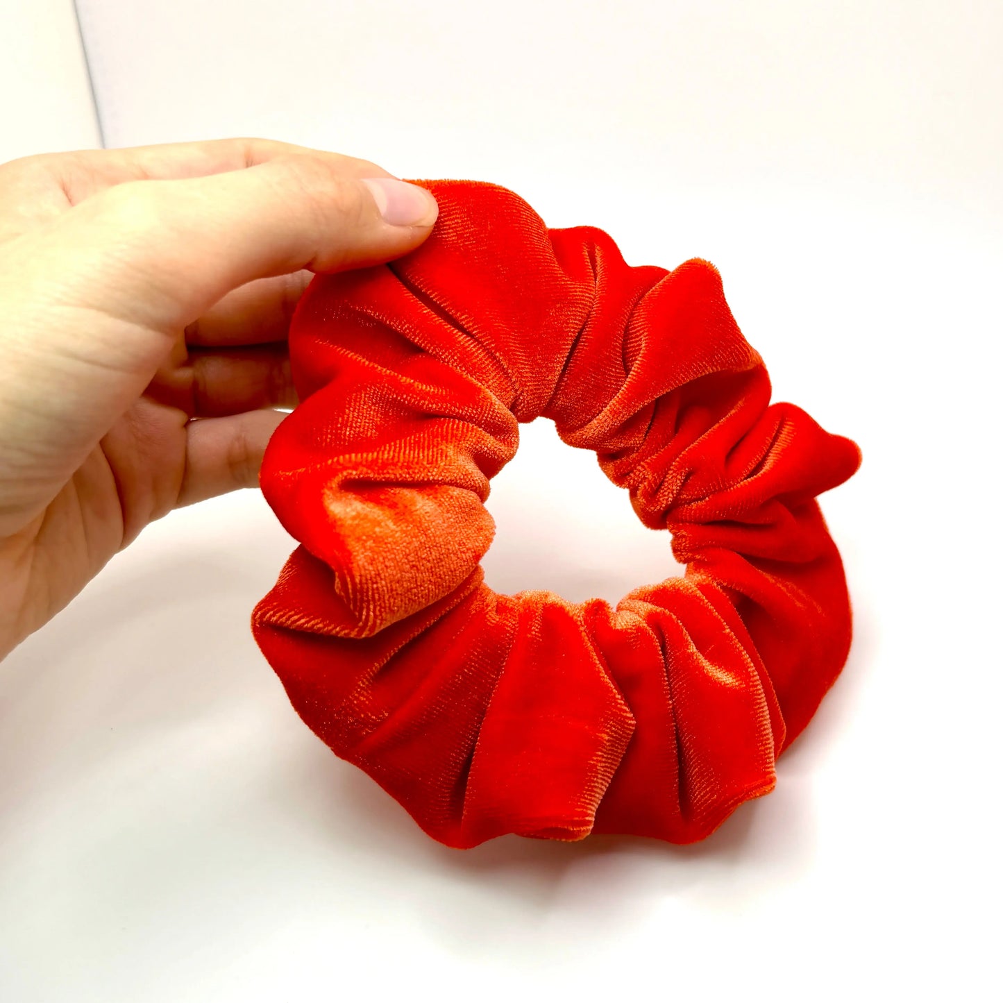 Mini Bright Orange Velvet Scrunchie enchantedscrunch