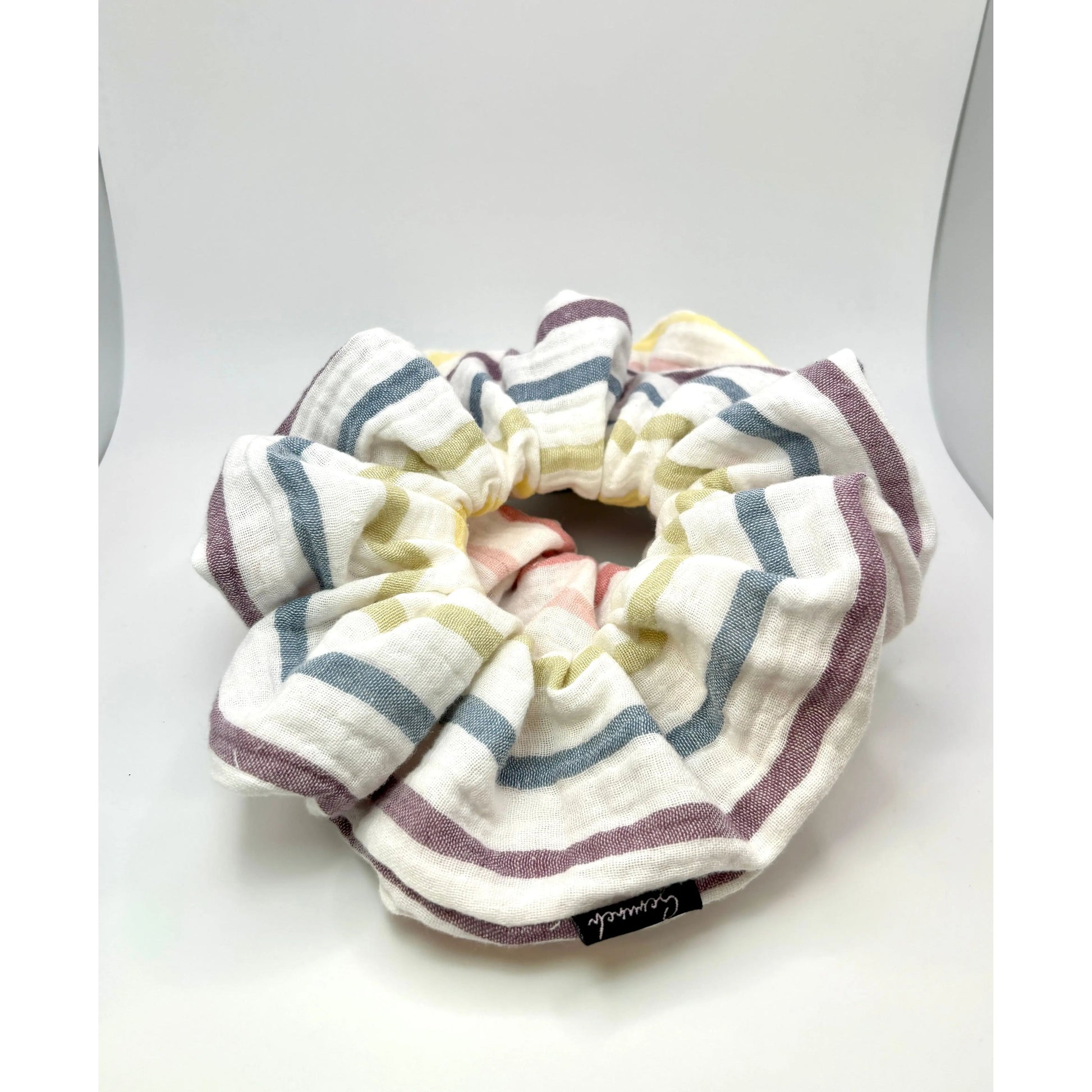 Rainbow White Striped Scrunchie enchantedscrunch