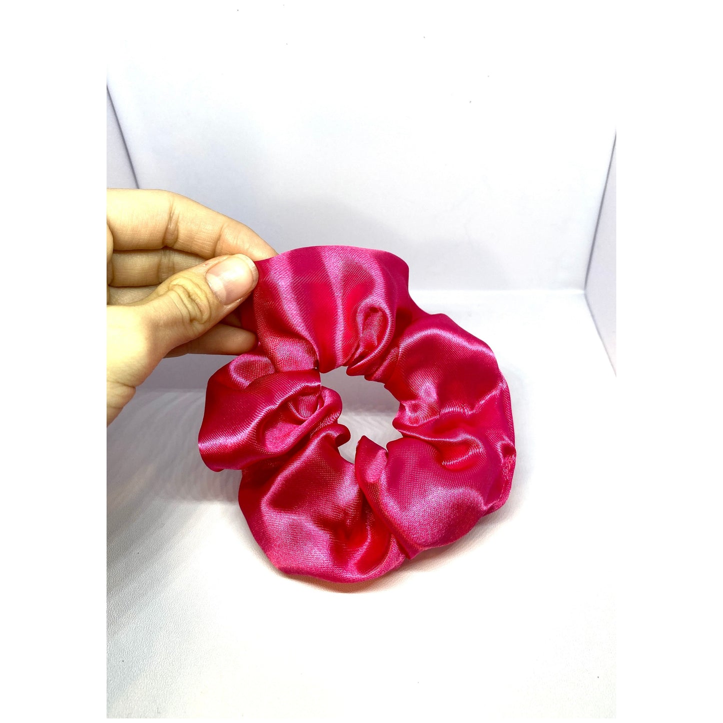 Mini Hot Pink Silk Scrunchie
