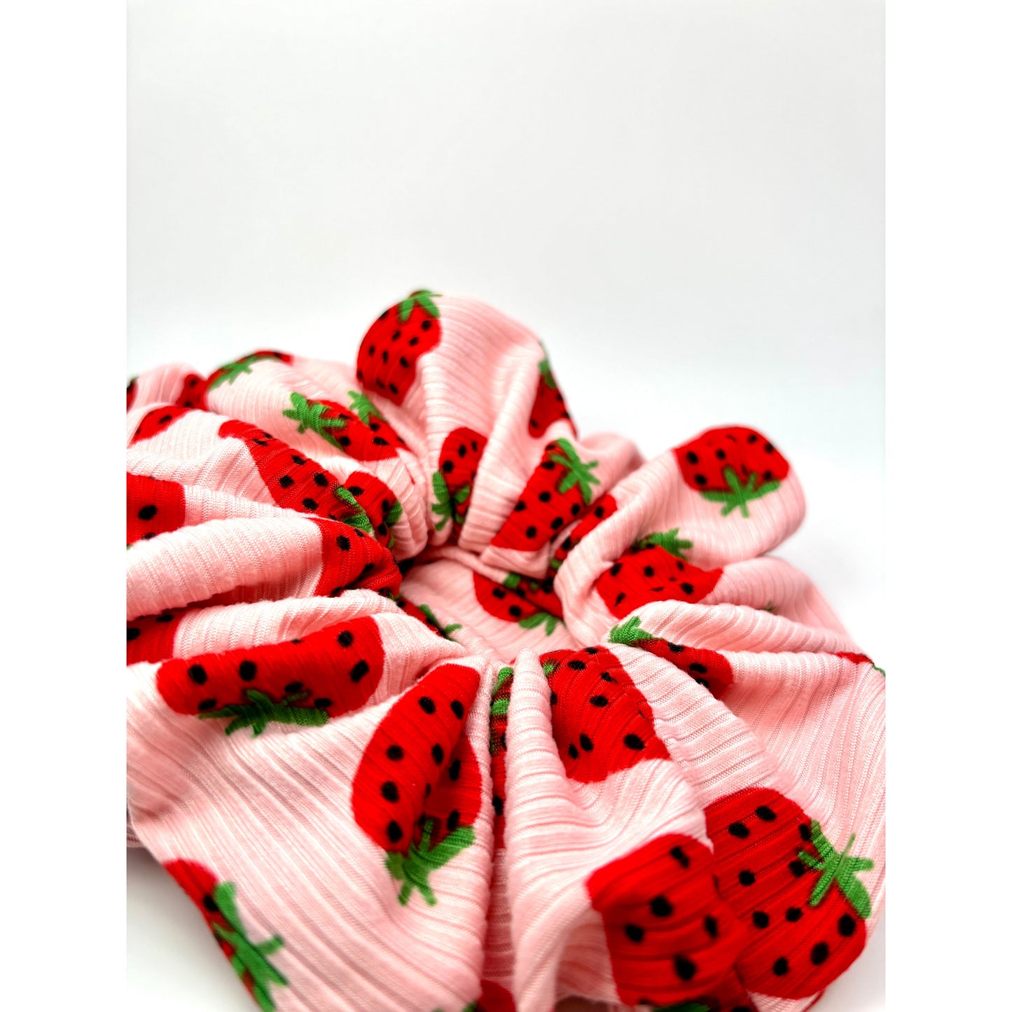 Strawberry Spring Ribbed Scrunchie