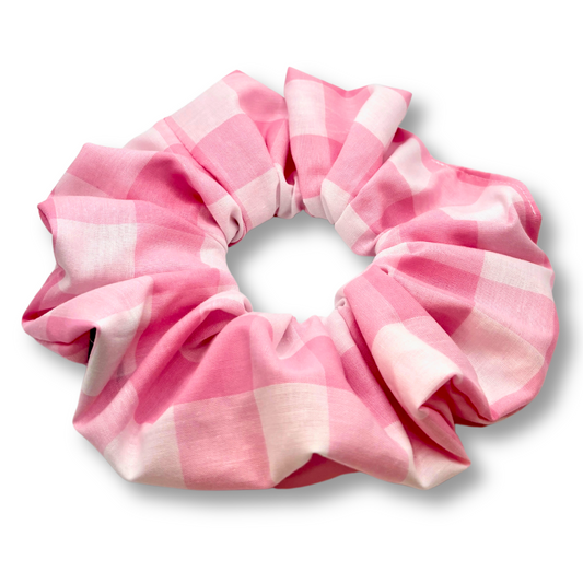 Pink Plaid Oversized Scrunchie