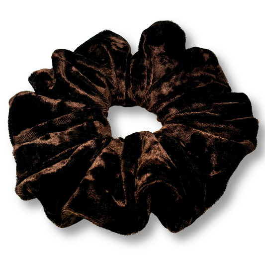 Brown Crushed Velvet Oversized Scrunchie