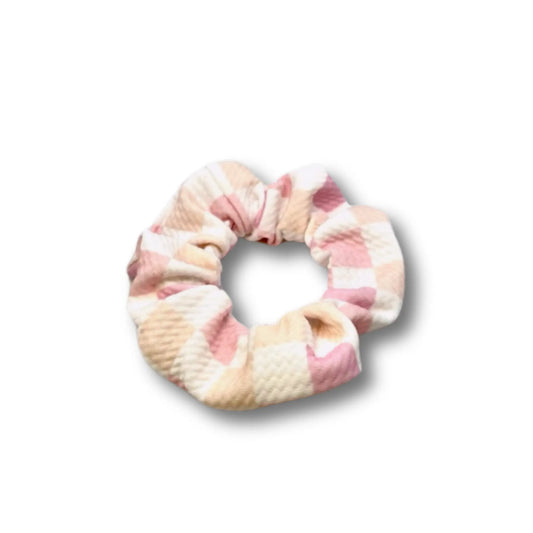 Pink Checkered Mini Scrunchie