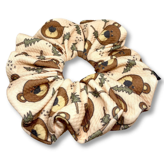 Bear and Pine Tree Fall Bullet Scrunchie Enchanted Scrunch