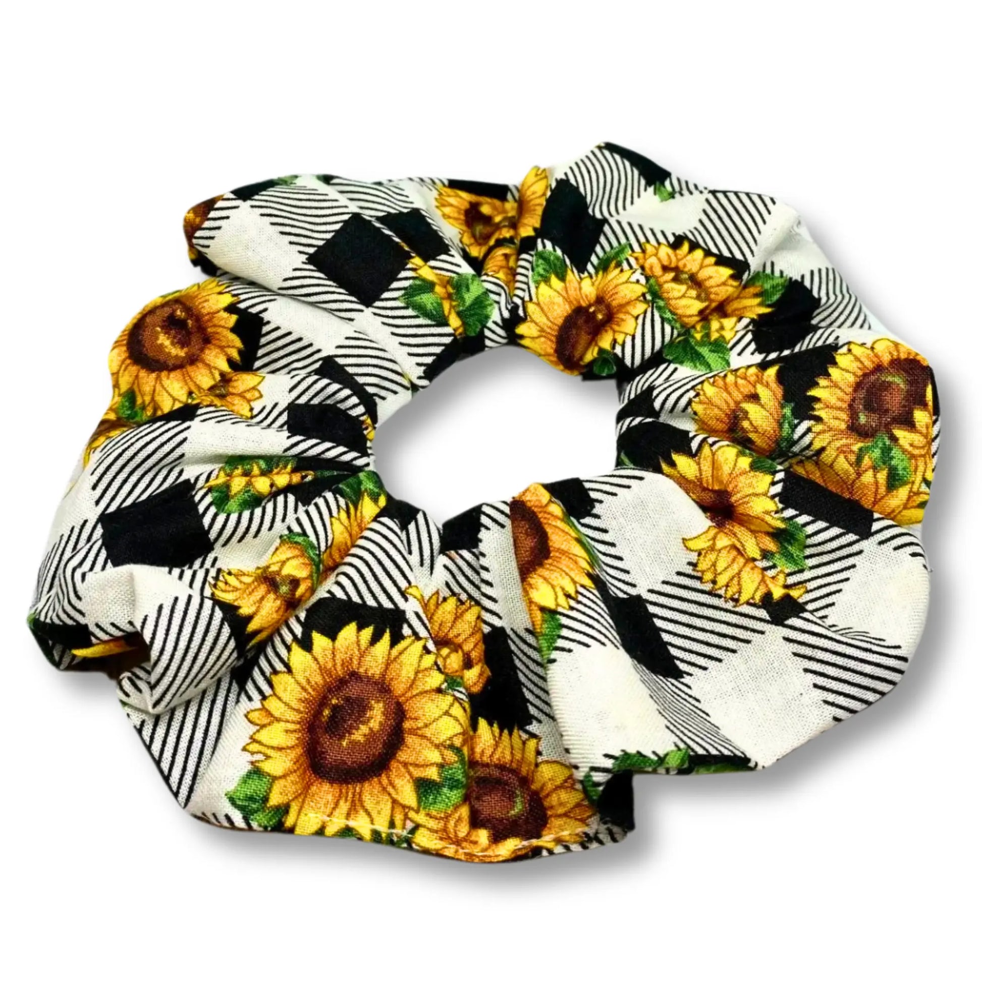 Sunflower Buffalo Plaid Scrunchie Enchanted Scrunch