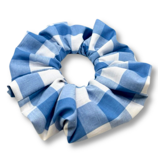 Blue Plaid Oversized Scrunchie