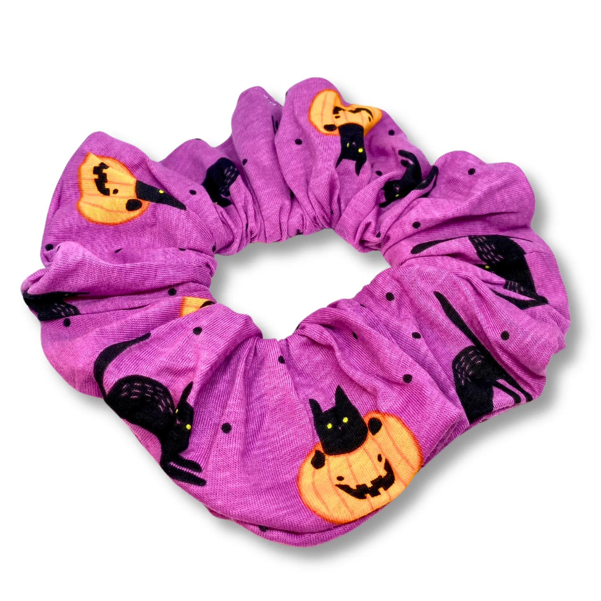 Purple Pumpkin Cat Halloween Scrunch Enchanted Scrunch