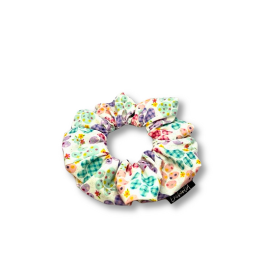 Mini Pastel Paw Prints Spring Scrunchie