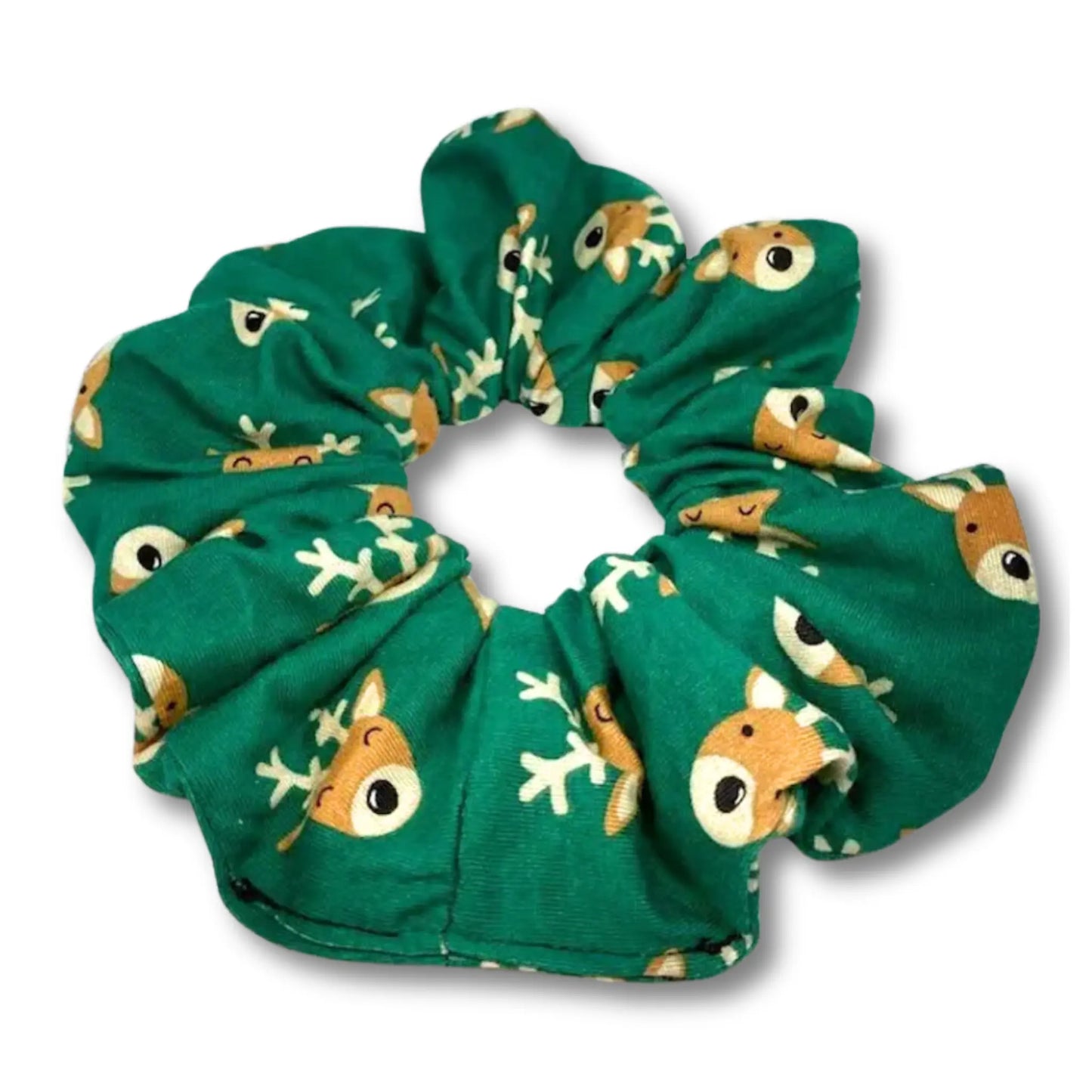 Green Reindeer Christmas Scrunchie Enchanted Scrunch