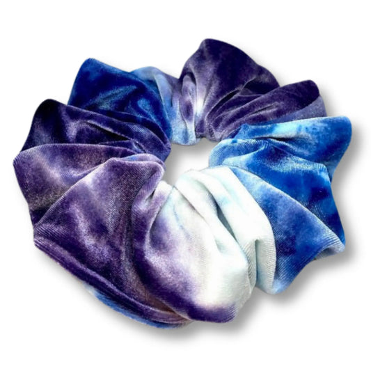 Blue and Purple Tie Dye Velvet Oversized Scrunchie