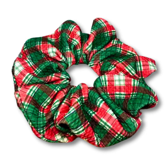 Red and Green Plaid Christmas Bullet Scrunchie Enchanted Scrunch