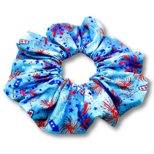 Blue Fireworks 4th of July Scrunchie enchantedscrunch