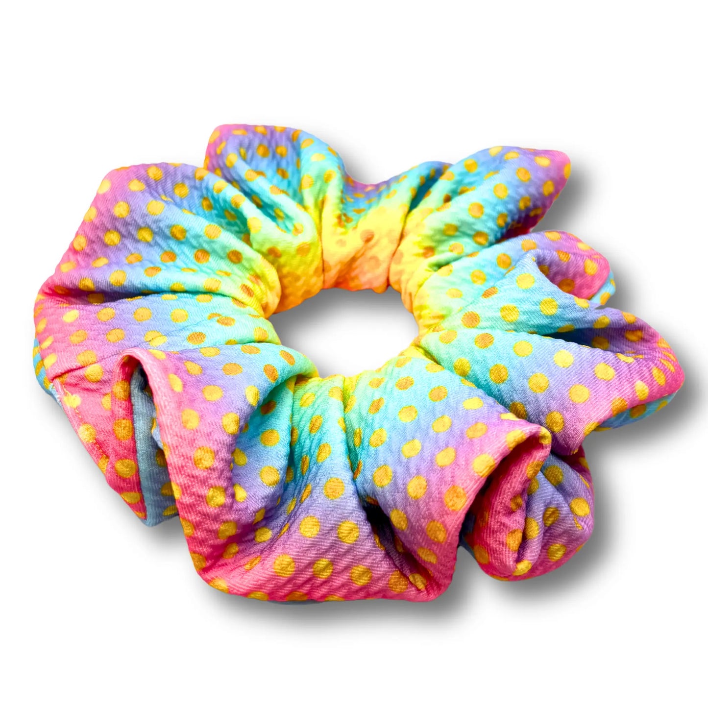 Gold Dot Ombre Rainbow Bullet Scrunchie enchantedscrunch