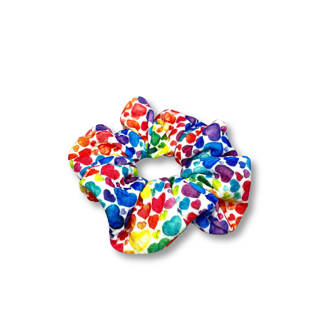 Rainbow Heart Mini Scrunchie