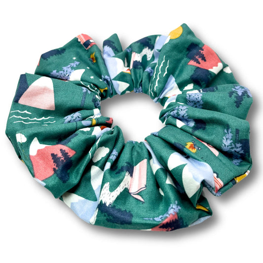 Teal Mountains & Campers Scrunchie enchantedscrunch