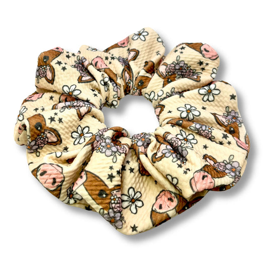 Floral Cow Bullet Scrunchie enchantedscrunch