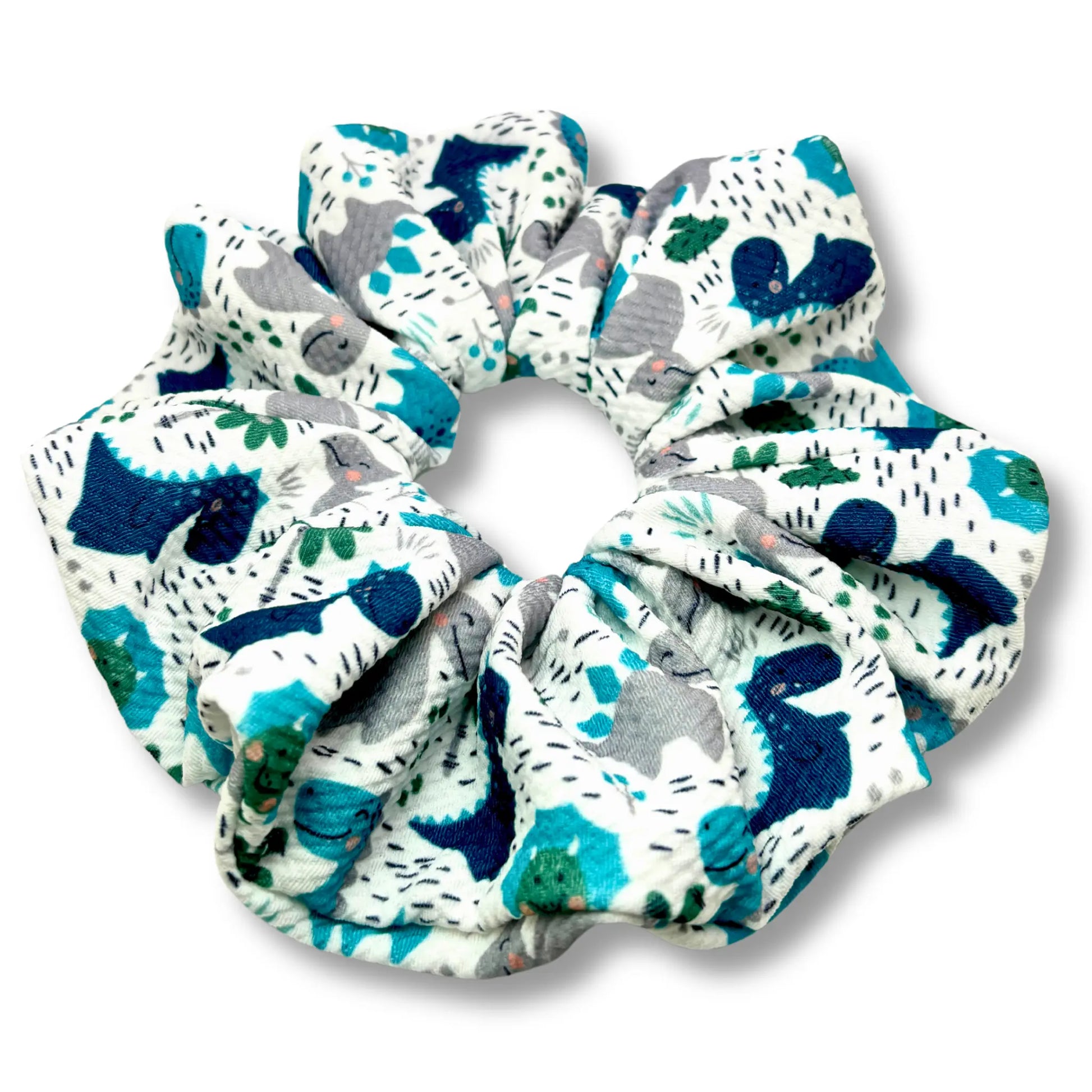 Blue Dino Bullet Scrunchie enchantedscrunch