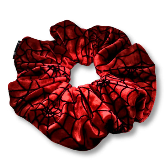 Red Spiderweb Crushed Velvet Scrunchie Enchanted Scrunch