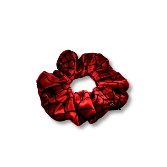 Mini Red Spiderweb Crushed Velvet Scrunchie Enchanted Scrunch