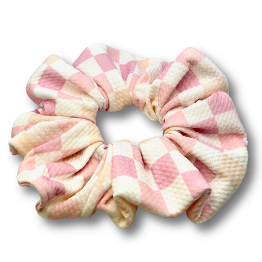 Pink Checkered Oversized Scrunchie