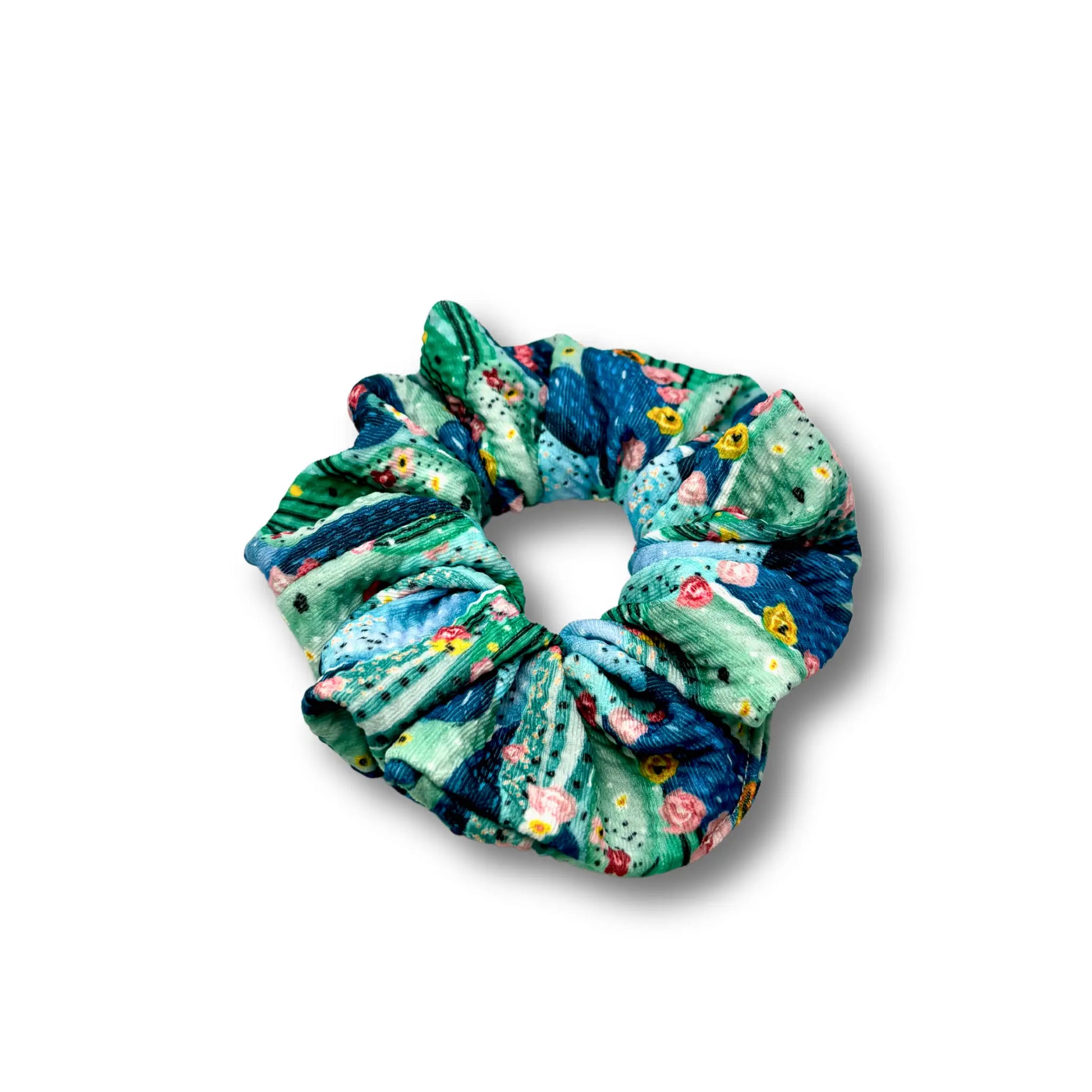 Floral Cactus Mini Scrunchie