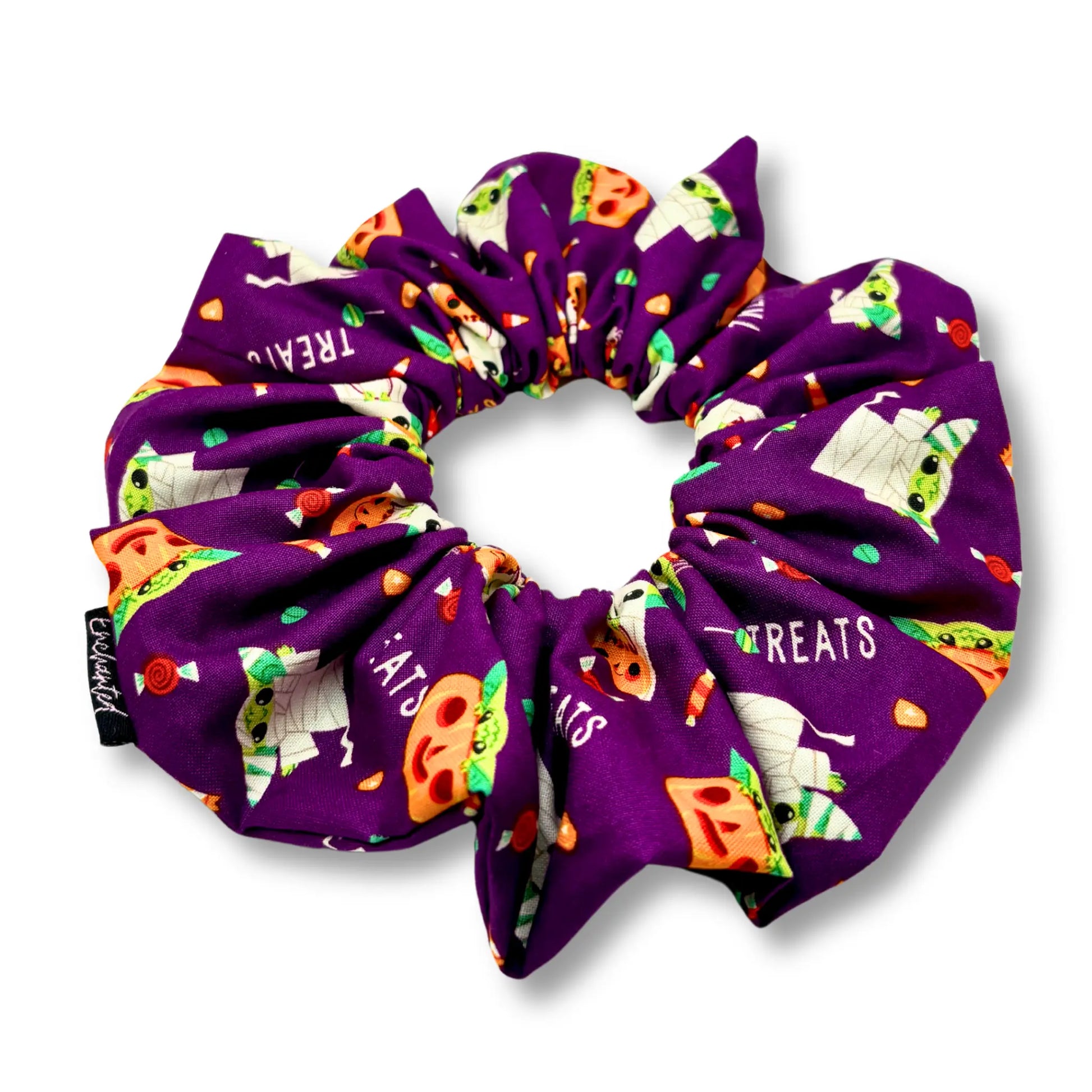 Purple Baby Yoda Halloween Scrunchie Enchanted Scrunch