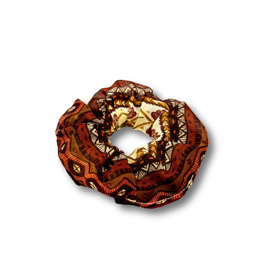 Brown Geometric Mini Scrunchie