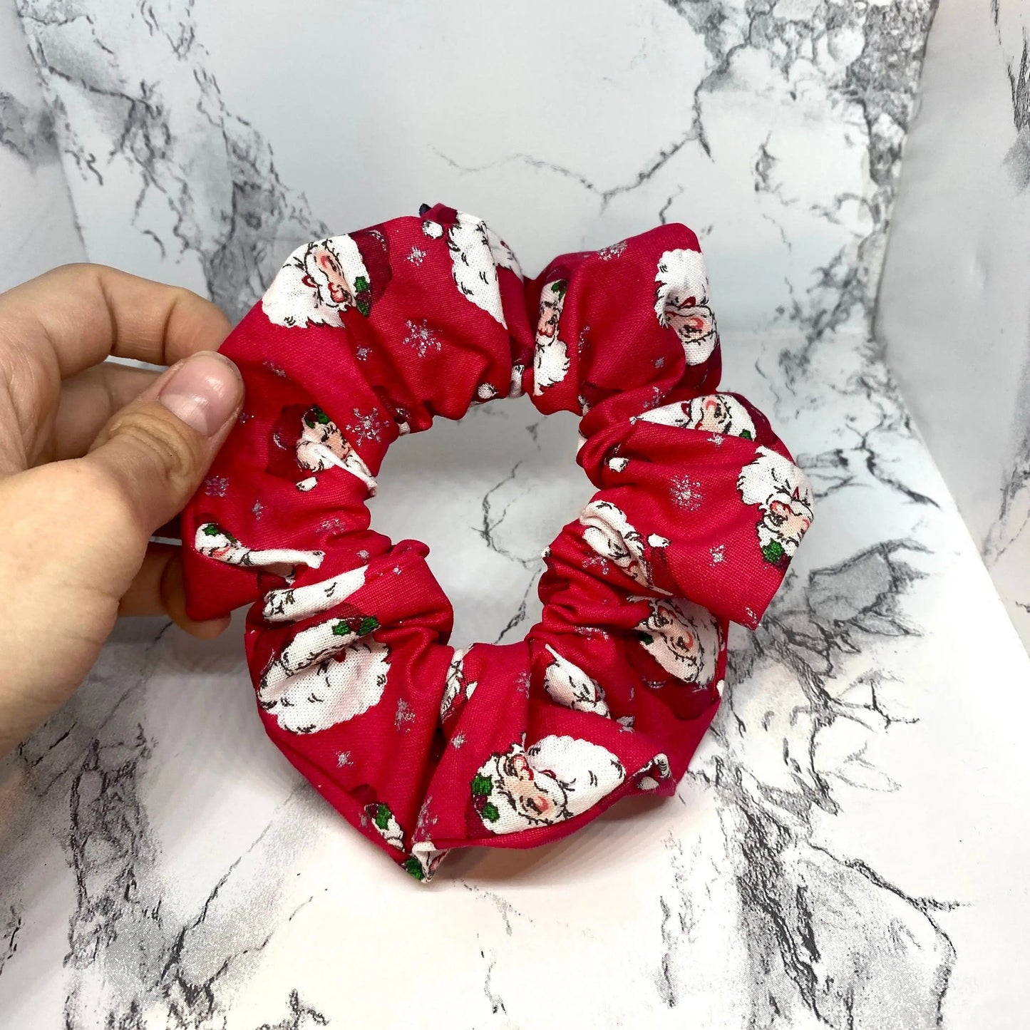 Mini Red Santa Glitter Christmas Scrunchie Enchanted Scrunch