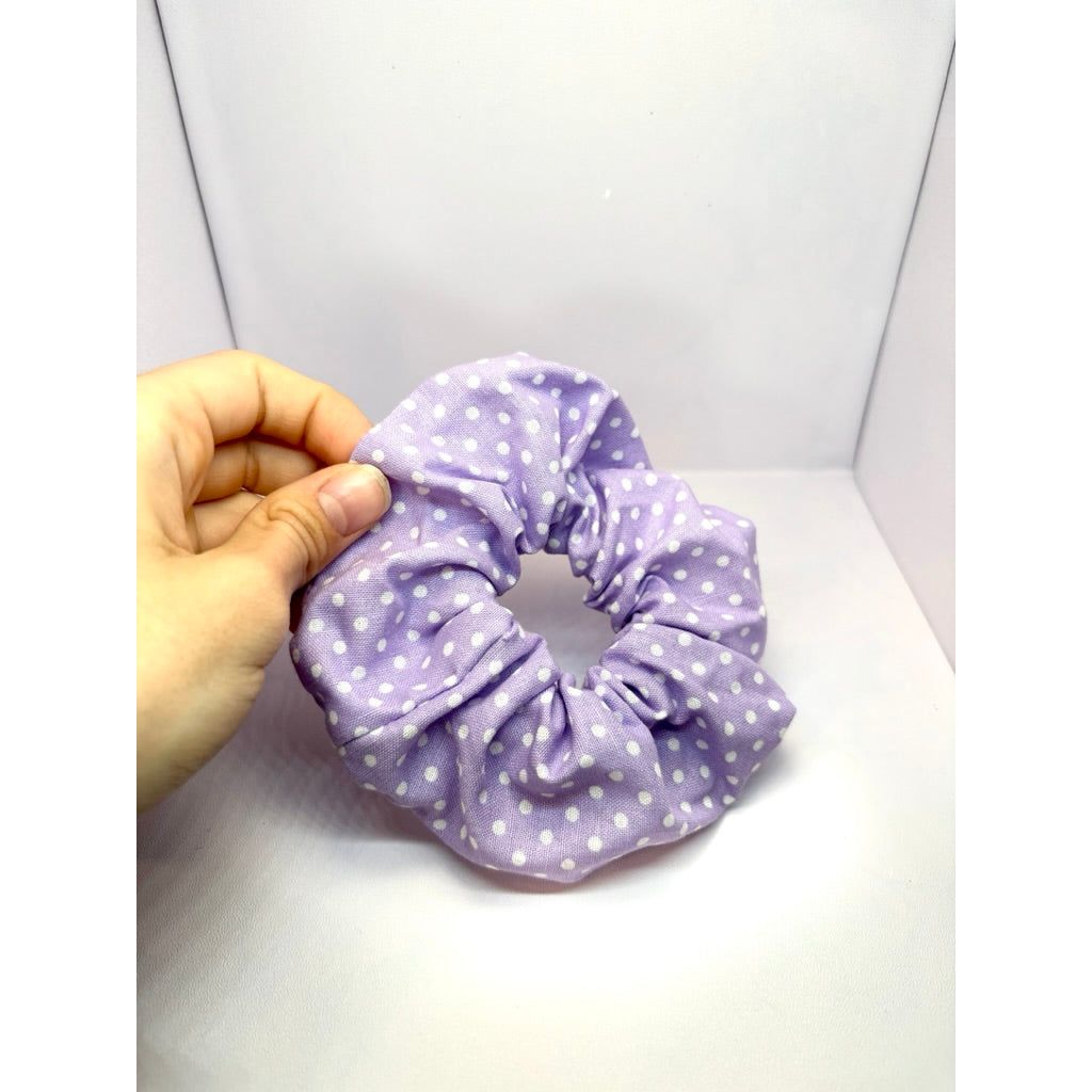 Mini Purple Dotted Scrunchie