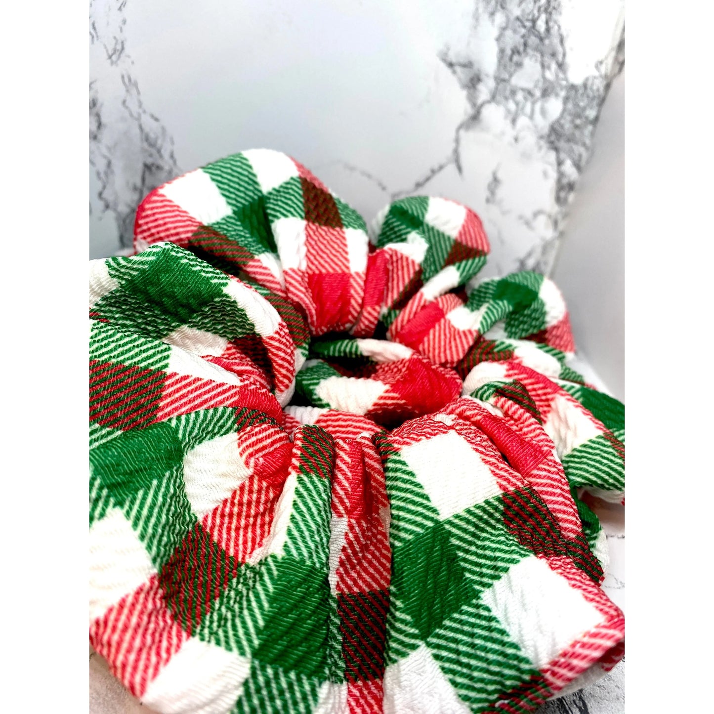 Square Plaid Christmas Bullet Scrunchie Enchanted Scrunch