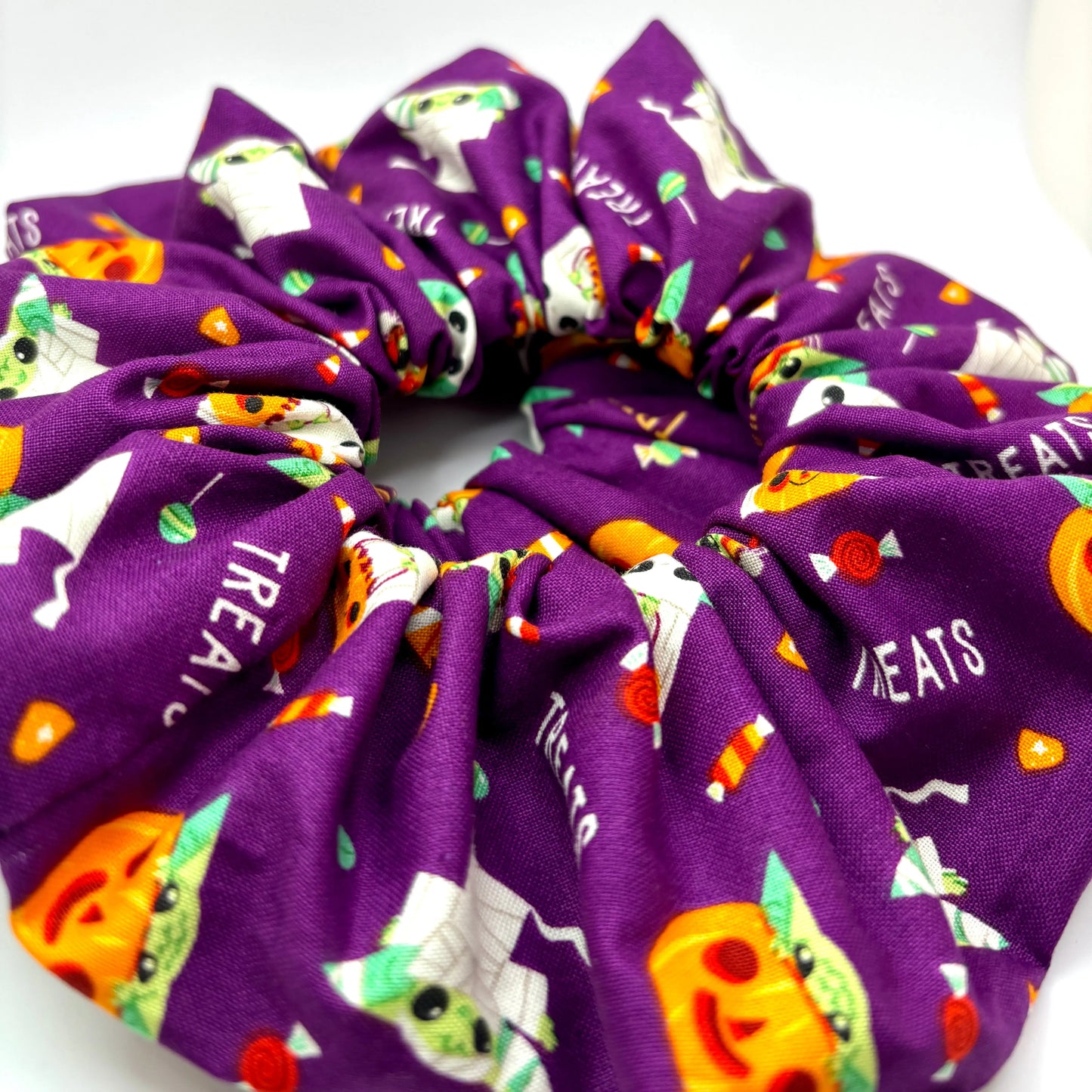 Purple Baby Yoda Halloween Scrunchie Enchanted Scrunch