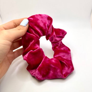 Mini Bright Pink Crushed Velvet Scrunchie