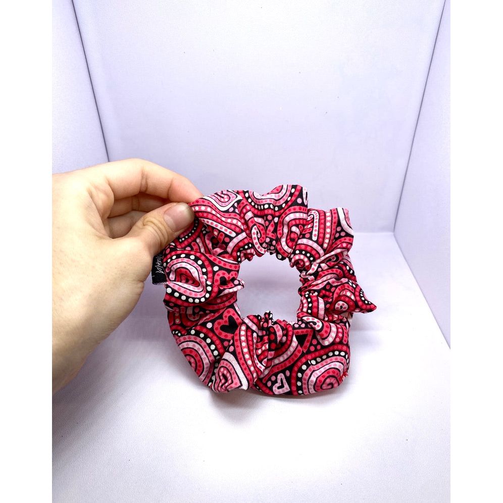 Mini Paisley Hearts Valentine's Day Scrunchie