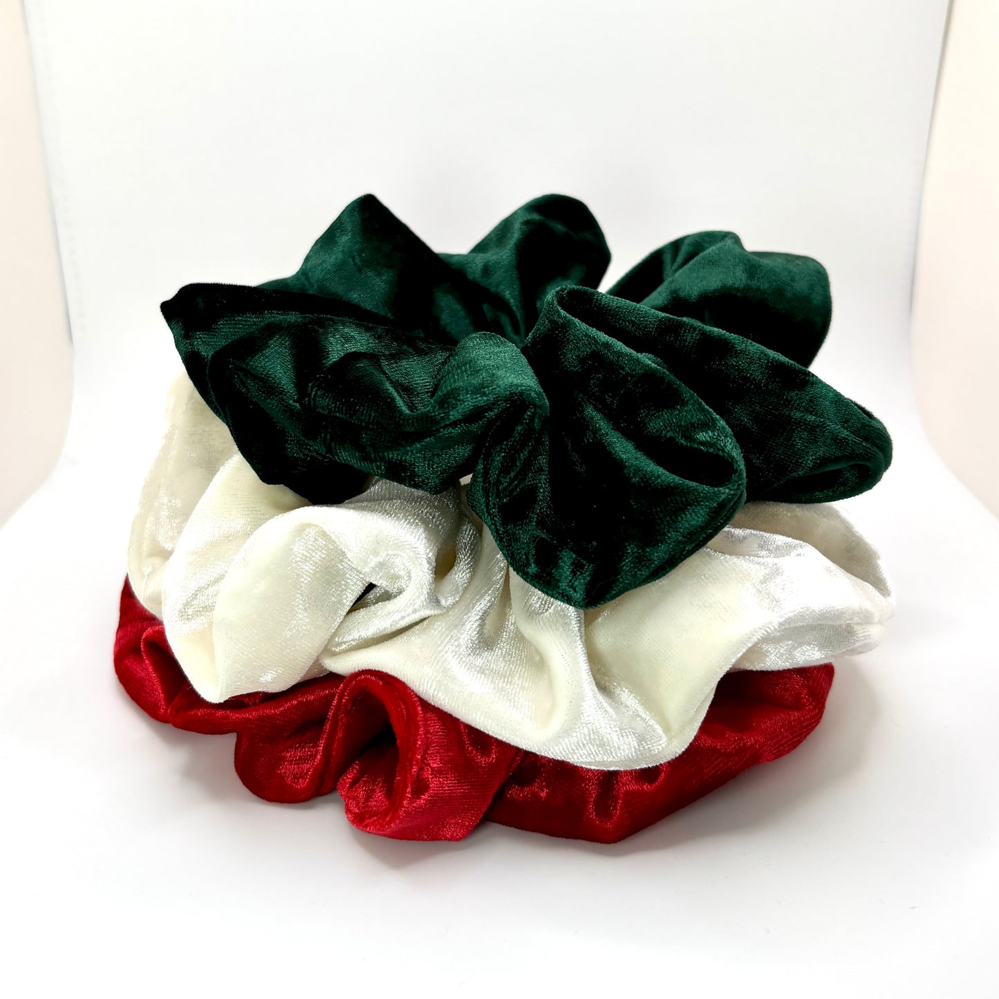 Christmas Crushed Velvet Scrunchie Trio