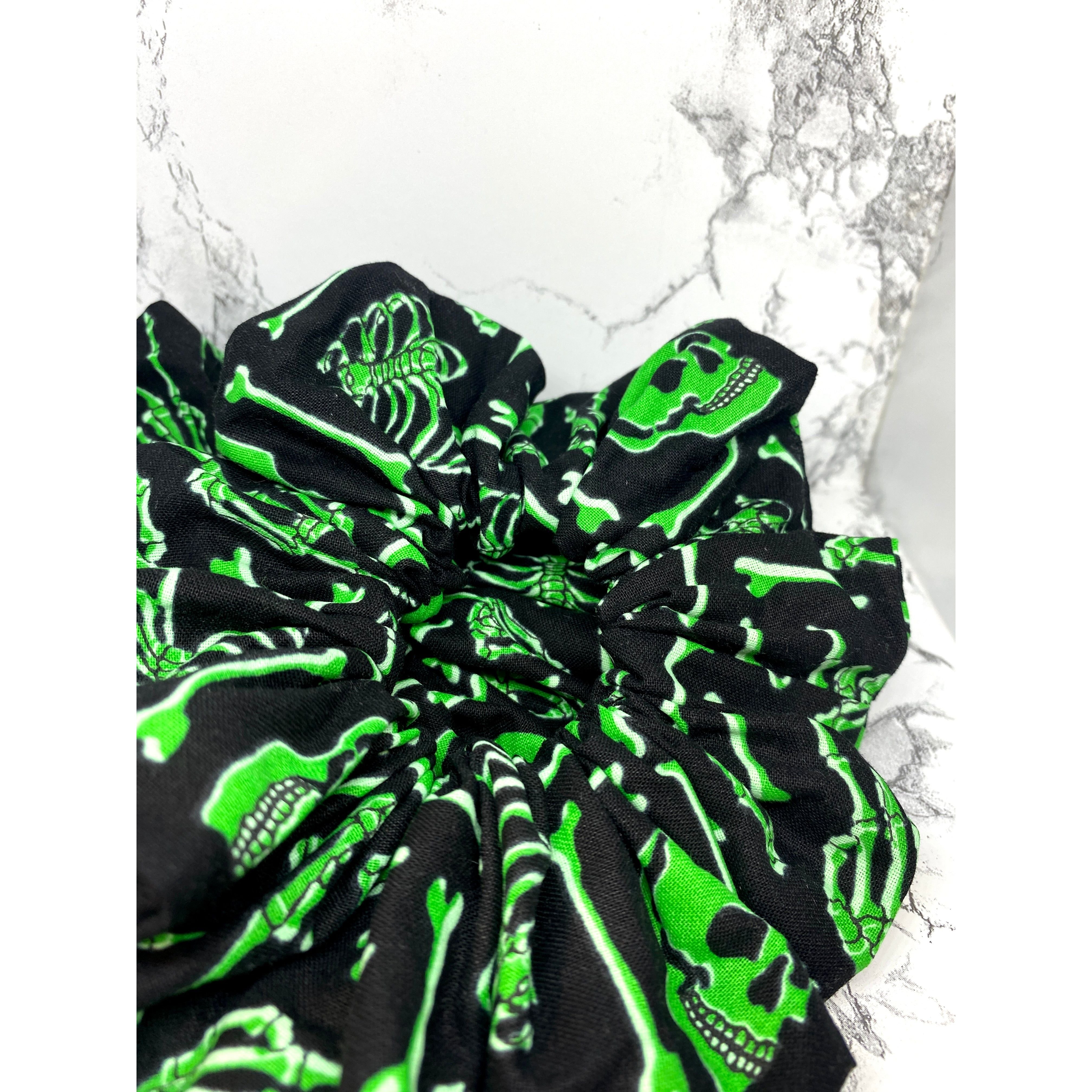 Green Skeleton Halloween Scrunch