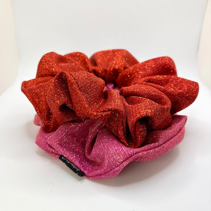 Pink & Red Sparkle Valentine's Day Scrunchie Set