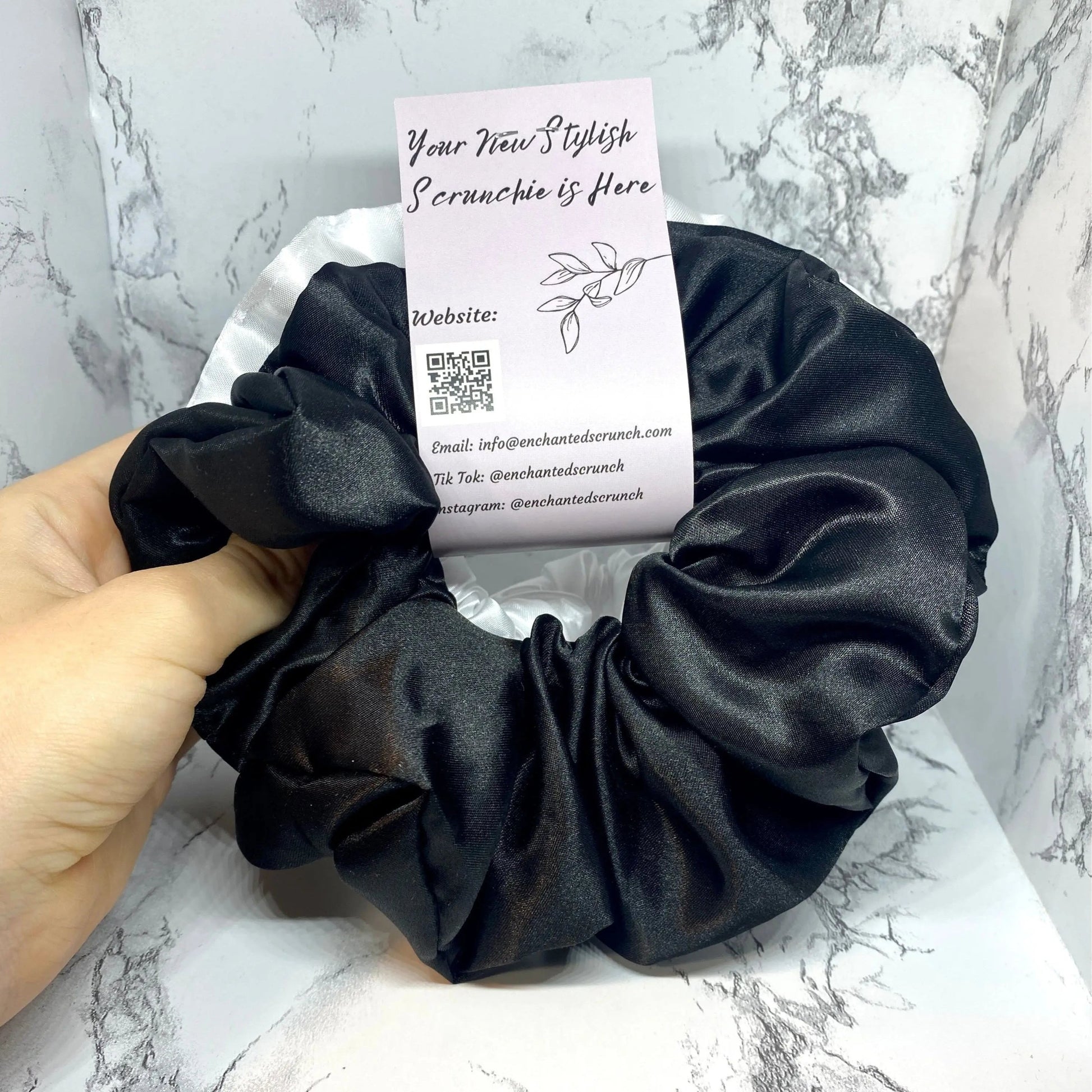 Black and White Silk Set Scrunchie Enchanted Scrunch