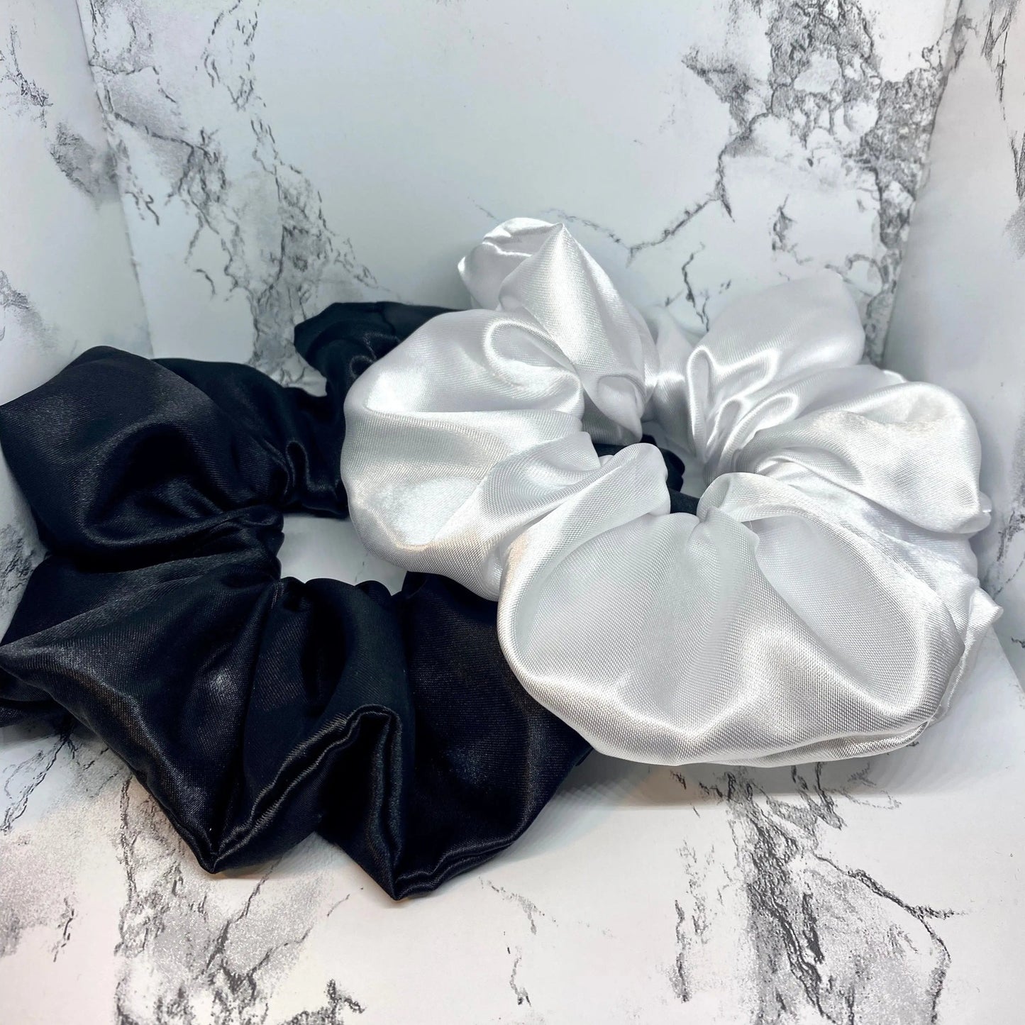 Black and White Silk Set Scrunchie Enchanted Scrunch