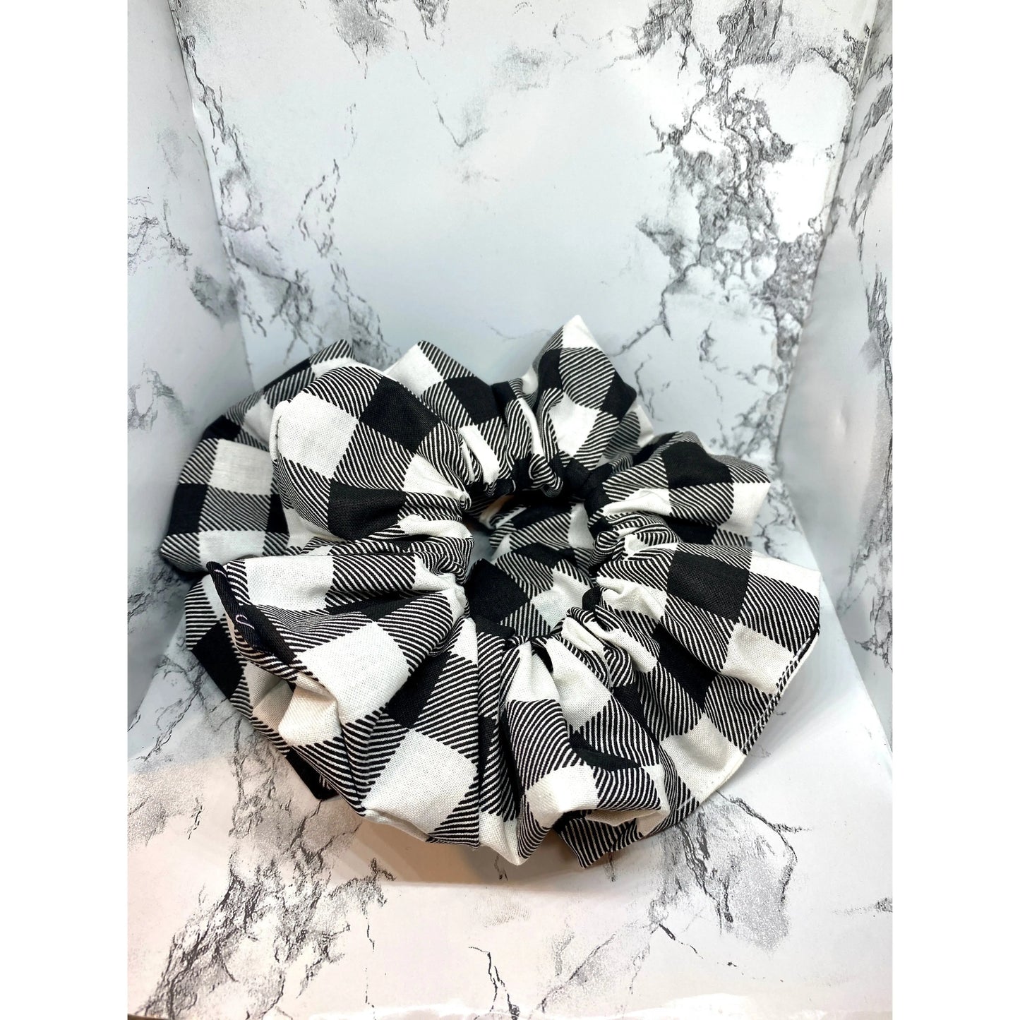 Black and White Buffalo Christmas Scrunchie Enchanted Scrunch