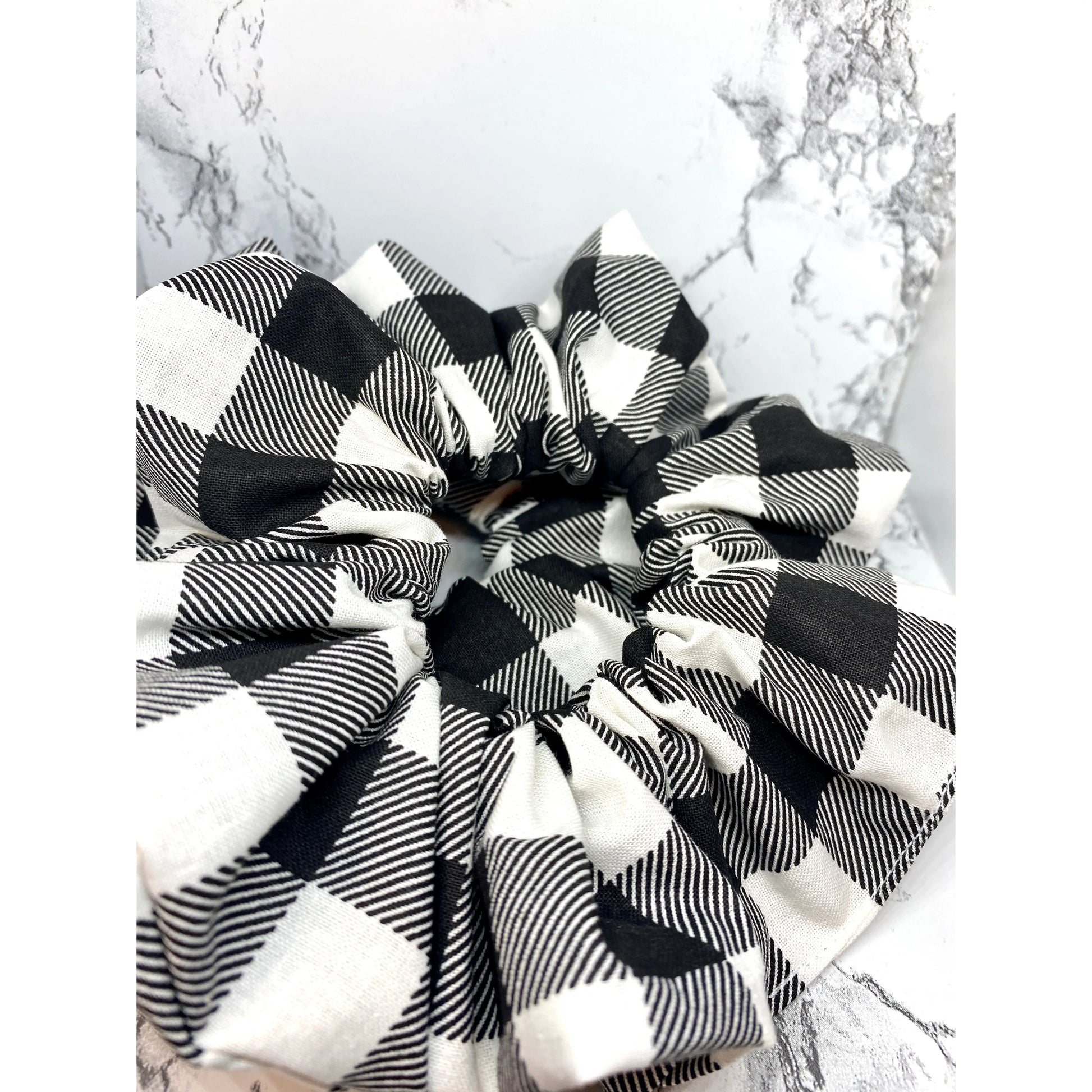 Black and White Buffalo Christmas Scrunchie Enchanted Scrunch