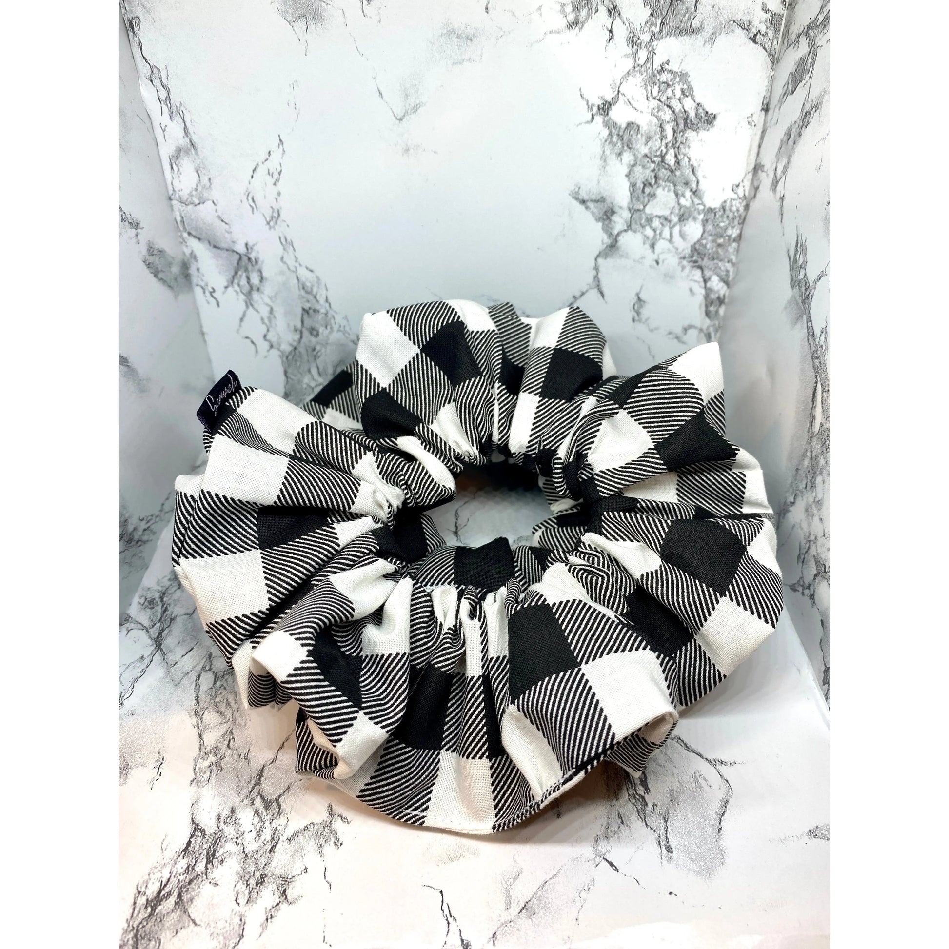 Black and White Buffalo Christmas Scrunchie Enchanted Scrunch