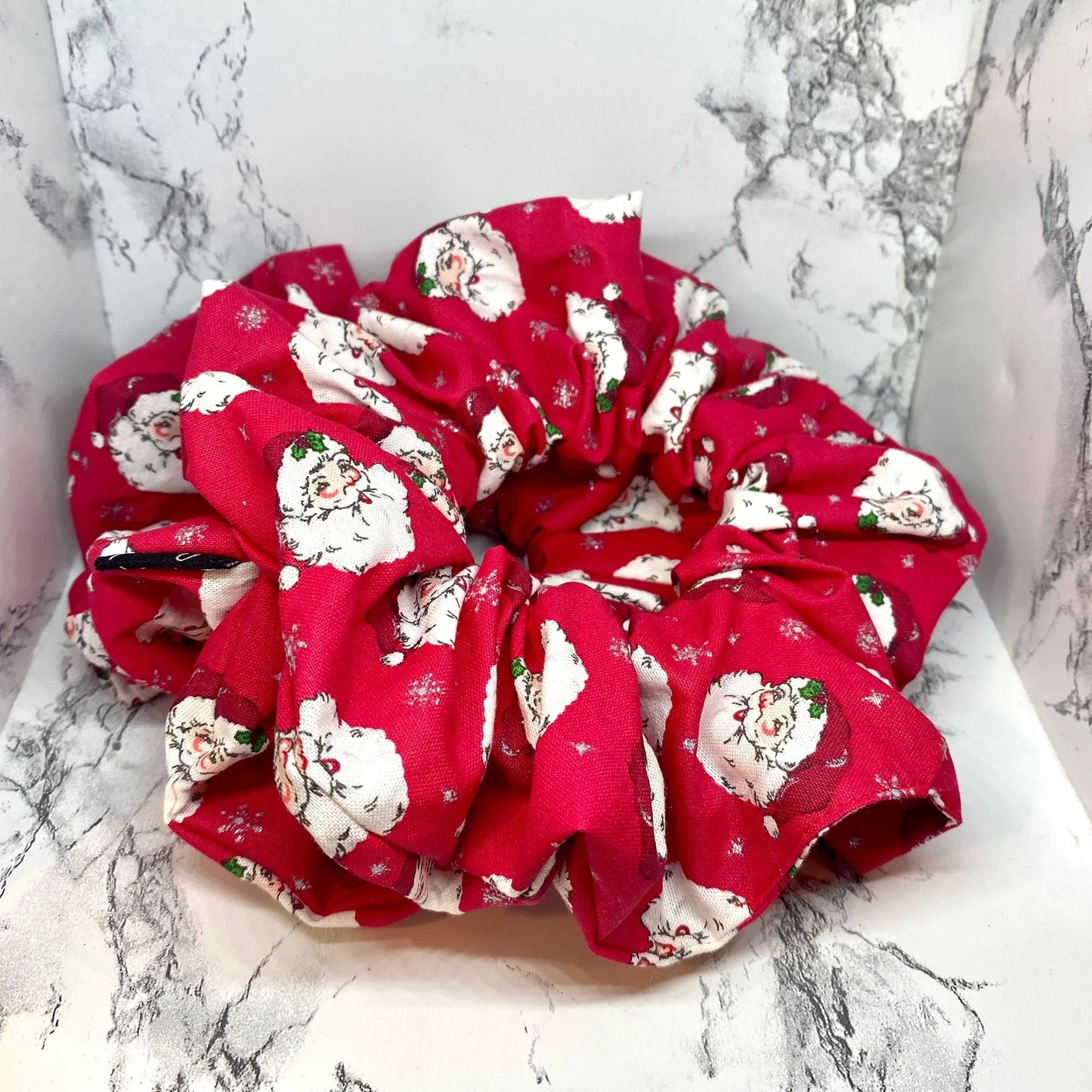 Red Santa Glitter Christmas Scrunchie Enchanted Scrunch
