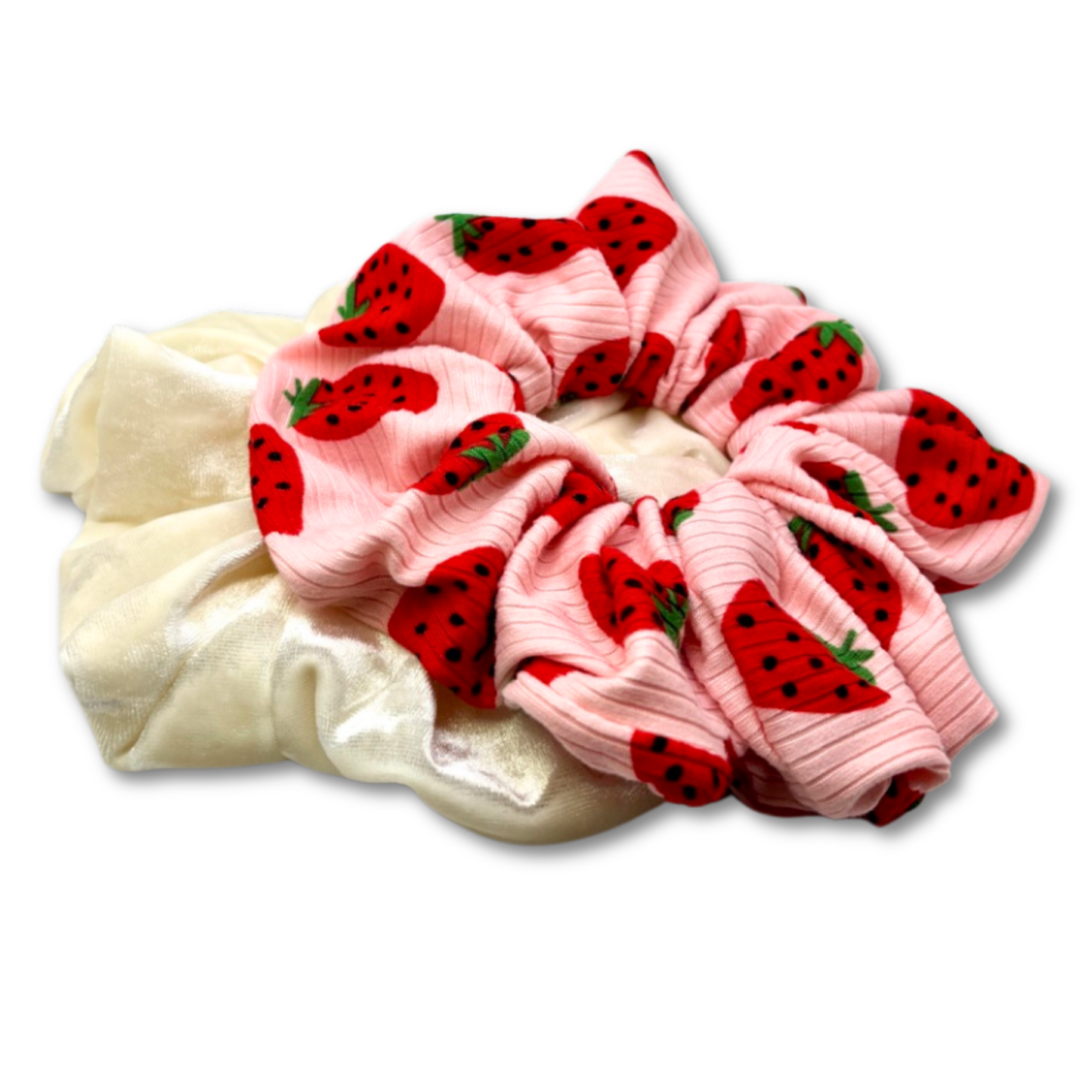 Strawberry & Ivory Valentine's Day Scrunchie Set