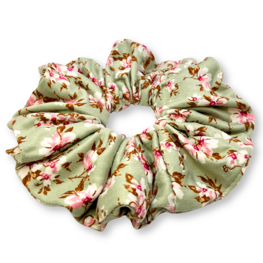 Pink Floral Sage Scrunchie